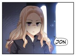  angry black_dress blonde_hair castle daenerys_targaryen dress english_text female game_of_thrones highres hinghoi purple_eyes solo speech_bubble yandere 