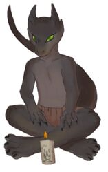  abject alpha_channel candle green_eyes green_sclera kobold male scalie sitting solo 