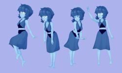  3d arm_out barefoot blue_dress blue_hair blue_skin blue_skirt cartoon_network closed_eyes cute disgusted dress expressions eyebrows female female female_focus female_only gem_(species) hair hand_out hand_outstretched highres lapis_lazuli_(steven_universe) midriff open_mouth posing skirt skuddbutt sleeveless smile steven_universe teeth top 