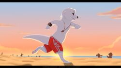  16:9 2019 ambiguous_gender beach black_bars black_nose bottomwear clothing fist fur group letodoesart letterbox mammal mustelid otter pawpads pebble_(letodoesart) seaside shorts solo_focus water whiskers white_body white_fur widescreen 