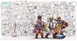  3boys absurdres animal_crossing bandana banjo banjo-kazooie banjo_(banjo-kazooie) belt black_hair boots brown_hair cape chrono_trigger circlet crono_(chrono_trigger) dragon_ball dragon_ball_z dragon_quest dragon_quest_iii dragon_quest_iv dragon_quest_viii envelope erdrick&#039;s_sword geno_(mario) green_hair grey_background hero_(dq3) hero_(dq4) hero_(dq8) highres homer_simpson inkling inkling_player_character instrument isabelle_(animal_crossing) jojo_no_kimyou_na_bouken kazooie_(banjo-kazooie) kirby_(series) male_focus mario_(series) meme metal_gear_(series) metal_gear_solid monado multiple_boys nin_nakajima pants paper persona persona_5 real_life red_headwear roto_(dq3) sakurai_masahiro shield shulk_(xenoblade) simple_background slime_(dragon_quest) smash_invitation solid_snake son_goku splatoon_(series) sticky_note super_mario_rpg super_saiyan super_saiyan_1 super_smash_bros. sword the_simpsons tunic waddle_dee walking wax_seal weapon xenoblade_chronicles_(series) xenoblade_chronicles_1 yellow_pants zenithian_sword 