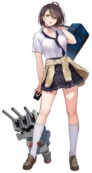  :o ahoge azur_lane bag baltimore_(after-school_ace)_(azur_lane) baltimore_(azur_lane) black_choker black_necktie black_skirt braid breasts brown_cardigan brown_footwear brown_hair buttons cardigan cardigan_around_waist choker cleavage clothes_around_waist collarbone collared_shirt duffel_bag female full_body hand_up holding holding_phone keli_bang kneehighs large_breasts loafers looking_at_viewer miniskirt necktie official_alternate_costume official_art open_clothes open_mouth open_shirt phone pleated_skirt school_bag school_uniform shirt shirt_tucked_in shoes short_hair short_sleeves skindentation skirt socks solo standing thighs transparent_background turret white_shirt white_socks yellow_eyes 