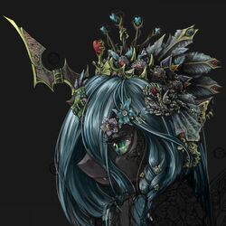  1:1 arthropod changeling crown equid fangs female friendship_is_magic green_eyes green_hair hair hasbro headgear hi_res horn jewelry long_hair mammal my_little_pony queen_chrysalis_(mlp) saturnspace solo teeth 