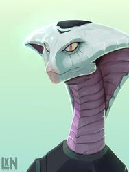  2020 3:4 agent_torque anthro cobra female female_(lore) headshot_portrait lennoxicon pink_body pink_scales portrait pupils reptile scales scalie signature slit_pupils snake snake_hood snout solo viper_(x-com) white_body white_scales x-com x-com:_chimera_squad 