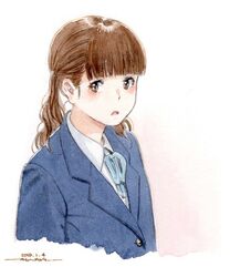  blue_jacket blue_ribbon blunt_bangs brown_eyes brown_hair collared_shirt commentary_request dated female horikou jacket k-on! looking_at_viewer medium_hair neck_ribbon parted_lips ribbon sakuragaoka_high_school_uniform school_uniform shirt signature solo twintails upper_body wakaouji_ichigo white_background white_shirt wing_collar winter_uniform 