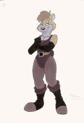  1990s 1992 1boy 20th_century anthro anthro_only crossdressing fur furry latex latex_gloves leotard male no_humans original original_character robert_bear rubber_boots sissy straight_hair traditional_media_(artwork) vawlkee 