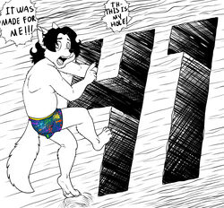  2023 absurd_res anthro birthday black_and_white canid canine canis clothed clothing english_text hi_res inked junji_ito male mammal model_sheet monochrome parody solo text the_enigma_of_amigara_fault underwear wolf zooshi zooshi_(character) 