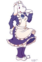  accessory akumanorobin alpha_channel anthro apron barefoot biped boss_monster_(undertale) bovid bow_(feature) bow_tie breasts caprine clothing digital_media_(artwork) feet female frilly frilly_accessory frilly_apron frilly_clothing frilly_hairband fur hair_accessory hairband hi_res horn long_ears maid_uniform mammal open_mouth purple_eyes simple_background smile solo standing string_bow string_bow_tie tied_string toriel transparent_background undertale undertale_(series) uniform white_body white_fur 