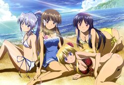  beach bikini breasts campione! cleavage erica_blandelli liliana_kranjčar long_hair mariya_yuri nyantype seishuuin_ena swimsuit 