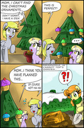  2012 ?! absurd_res blonde_hair box carrot_top_(mlp) christmas christmas_tree christmas_tree_topper ciriliko container creeper_(minecraft) crossover derpy_hooves dialogue dinky_hooves_(mlp) earth_pony ellipsis english_text equid equine exclamation_point feathered_wings feathers female feral food friendship_is_magic green_eyes grey_body grey_feathers group hair hasbro hi_res holidays horn horse inside mammal microsoft minecraft mojang muffin my_little_pony mythological_creature mythological_equine mythology orange_hair outside pegasus plant pony question_mark scarf shovel snow text tools tree unicorn wings xbox_game_studios yellow_eyes young young_feral 