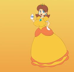  1girls alternate_breast_size big_breasts breast_expansion breasts_bigger_than_head breasts_bigger_than_torso closed_eyes dress drinking enormous_breasts female female_only gigantic_breasts huge_breasts hyper hyper_breasts mario_(series) massive_breasts metachoke milk nintendo princess_daisy simple_background tagme torn_clothes torn_clothing 