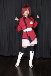  boots cosplay gun gundam gundam_seed gundam_seed_destiny lunamaria_hawke photo red_hair red_hair suzukaze_yuuki thigh-highs thighhighs uniform weapon 