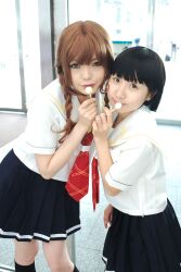  cosplay highres kimi_kiss kneehighs miasa mizusawa_mao namada photo satonaka_narumi school_uniform serafuku 