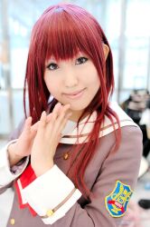  cosplay hino_kahoko kiniro_no_corda moeka moeka_(cosplayer) photo red_hair red_hair school_uniform serafuku 