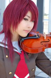  ayumi_(cosplayer) cosplay hino_kahoko instrument kiniro_no_corda lowres photo school_uniform serafuku violin 