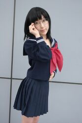  awatsuki_anzu cosplay glasses ichigo_100 ichigo_100_percent photo school_uniform serafuku toujou_aya 