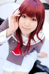  cosplay hino_kahoko kiniro_no_corda moeka moeka_(cosplayer) photo red_hair red_hair school_uniform serafuku 