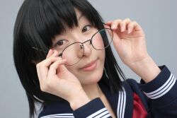  awatsuki_anzu cosplay glasses ichigo_100 ichigo_100_percent photo school_uniform serafuku toujou_aya 