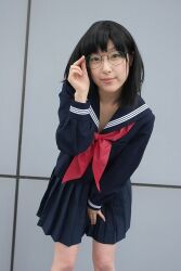  awatsuki_anzu cosplay glasses ichigo_100 ichigo_100_percent photo school_uniform serafuku toujou_aya 