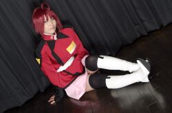  boots cosplay gun gundam gundam_seed gundam_seed_destiny lunamaria_hawke photo red_hair red_hair suzukaze_yuuki thigh-highs thighhighs uniform weapon 