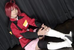  boots cosplay gun gundam gundam_seed gundam_seed_destiny lunamaria_hawke photo red_hair red_hair suzukaze_yuuki thigh-highs thighhighs uniform weapon 