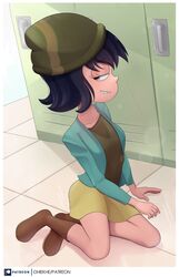  1girls 2020 alternate_version_available boots disney disney_channel disney_xd female_focus full_body fully_clothed indoors jacket janna_ordonia locker_room looking_at_viewer ohiekhe patreon pinup shading shirt signature skirt smiling smiling_at_viewer solo solo_female solo_focus star_vs_the_forces_of_evil straight_hair white_background 