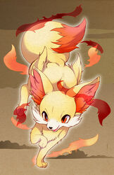  commentary_request fennekin fire fox inumimi_moeta no_humans orange_eyes pokemon pokemon_(creature) solo 