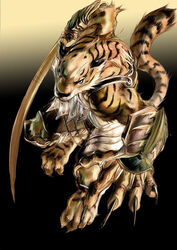  armor felid holding_object holding_weapon male mammal melee_weapon pantherine rinpoo_chuang solo sword tiger warrior weapon were werefelid werepantherine weretiger 