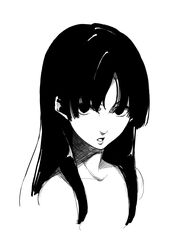  commentary_request female greyscale misono_mayu monochrome partial_commentary photoshop_(medium) portrait solo u+ usotsuki_mii-kun_to_kowareta_maa-chan 