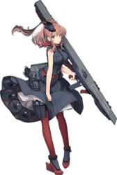  anchor belt black_dress blue_eyes breast_pocket breasts brown_hair closed_mouth dress drum_magazine female flight_deck full_body garter_straps gun hair_between_eyes hair_ornament high_heels high_side_ponytail holding holding_weapon kantai_collection large_breasts looking_at_viewer machinery magazine_(weapon) neckerchief official_art pocket ponytail red_hair red_neckerchief red_thighhighs roundel saratoga_(kancolle) saratoga_kai_(kancolle) shizuma_yoshinori side_ponytail sidelocks sleeveless sleeveless_dress smile smokestack solo standing submachine_gun thighhighs transparent_background trigger_discipline turret weapon wind wind_lift 