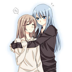  2girls blue_hair multiple_girls mylovelydevil original yuri 