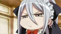  bow chibi chrome_shelled_regios felli_loss grey_eyes silver_hair tagme waitress 