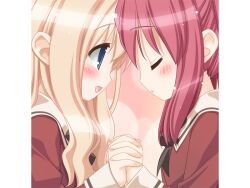  blonde_hair blue_eyes blush cg chibi eroge fuguriya game_cg matsubara_yuna oda_nanami red_eyes red_hair schoolgirl sono_hanabira_ni_kuchizuke_wo tagme yuri 