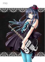  akiyama_mio black_hair dress guitar hat k-on! long_hair pantyhose tophat 