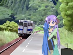  izumi_konata kagami_hiiragi lucky_star mountain_pukuichi train yuri 