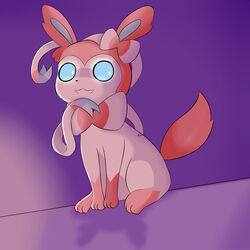  1:1 absurd_res ambiguous_gender anthro blue_inner_ear blue_sclera eeveelution feral fur generation_6_pokemon hair hi_res looking_at_another nameigo nintendo pink_ears pink_hair pokemon pokemon_(species) solo sylveon white_eyes 