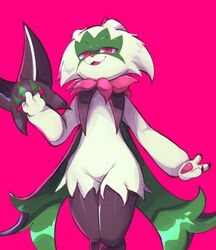  ambiguous_gender anthro domestic_cat felid feline felis generation_9_pokemon hi_res mammal meowscarada nintendo pokemon pokemon_(species) smite_(artist) solo unmasking 