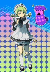  bad_id bad_pixiv_id bloomers bow braid creature dress elize_lutus elize_lutus_(maid) female full_body green_eyes green_hair hair_ornament hairclip hat kneehighs light_green_hair mary_janes official_alternate_costume ribbon shochi_(nezy884) shoes short_hair smile socks solo tales_of_(series) tales_of_xillia teepo_(tales) twin_braids twintails underwear white_bloomers white_socks 