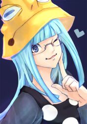  blue_hair eruka_frog glasses hat soul_eater wink 