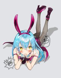  1boy alternative_costume alternative_hairstyle ambiguous_gender androgynous blue_hair blush bunny_costume bunny_ears bunny_girl bunnysuit cosplay crossdressing crossplay cute femboy girly otoko_no_ko pixiv_id_338163 rimuru_tempest tensei_shitara_slime_datta_ken trap yellow_eyes 