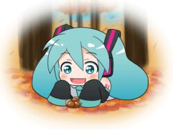  :d ^_^ acorn animated animated aqua_eyes aqua_hair chibi closed_eyes detached_sleeves female happy hatsune_miku lying mameshiba_(pixiv_59310) musical_note open_mouth smile solo twintails vocaloid 