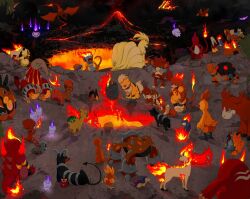  arcanine blaziken chandelure chandlure charizard charmander charmeleon chimchar combusken cyndaquil darmanitan darumakka emboar entei fire flareon growlithe heatran ho-oh houndoom houndour infernape lampent larvesta litwick magby magcargo magmar magmortar molten_rock moltres monferno ninetales no_humans numel pansear pignite pokemon ponyta quilava rapidash simisear slugma tepig torchic torkoal typhlosion victini volcano volcarona vulpix 