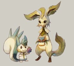  avoid_posting duo eeveelution generation_4_pokemon leaf leaf_tail leafeon male mammal necktie nintendo pachirisu paper pokemon pokemon_(species) purplekecleon rodent sciurid tail tree_squirrel 