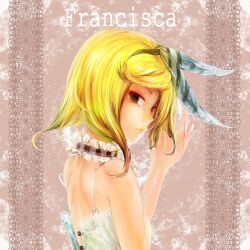  bad_id bad_pixiv_id bare_shoulders blonde_hair choker female green_eyes kagamine_rin lips looking_at_viewer short_hair solo tcb tears unbuttoned vocaloid 