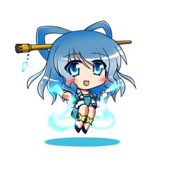  blue_eyes blue_hair blush chibi commentary_request dress female hair_ornament hair_rings hair_stick kaku_seiga kamelie shawl solo touhou vest 