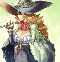  blonde_hair breasts cleavage commentary_request female glasses grand_knights_history hat korosuke1 long_hair muse_cromwell solo witch_hat 