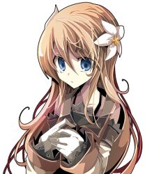  blue_eyes brown_hair detached_sleeves female flower fruit_punch gloves hair_flower hair_ornament long_hair marta_lualdi solo tales_of_(series) tales_of_symphonia tales_of_symphonia_knight_of_ratatosk transparent_background white_gloves 