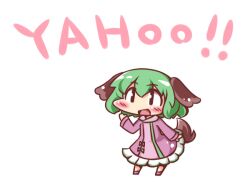  animal_ears chibi dog_ears dog_tail female green_hair kasodani_kyouko maitora open_mouth photoshop_(medium) solo tail touhou 