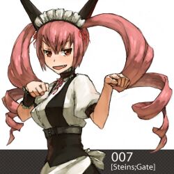  akiha_rumiho animal_ears bad_id bad_pixiv_id brown_eyes cat_ears female maid_headdress oerba_yun_fang pink_hair shoe-ji solo steins;gate twintails waitress 