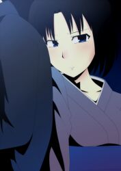  amazon_(taitaitaira) black_hair blush commentary_request female highres japanese_clothes kara_no_kyoukai kimono ryougi_shiki short_hair solo_focus 